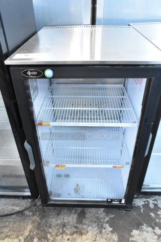 2023 QBD DC6LP-HC single door mini cooler merchandiser, metal, poly coated racks, 115V, commercial use.