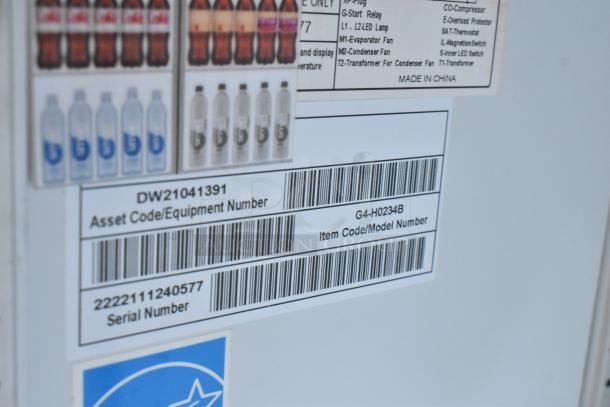 IDW G4-H0234B cooler label showing model and serial numbers. Asset code: DW21041391. Made in China.