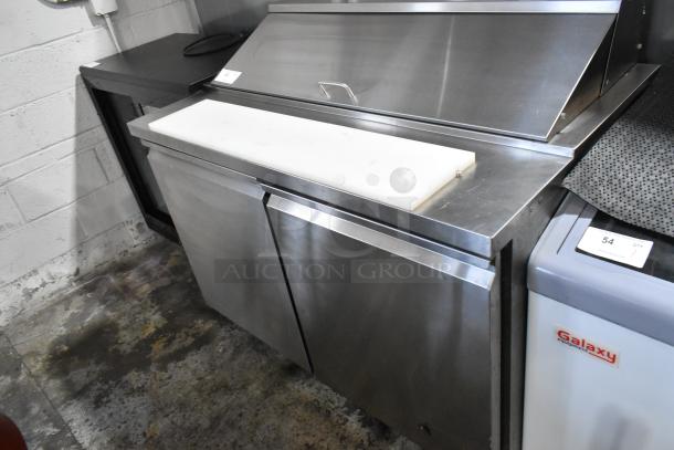 Entree S48 stainless steel commercial sandwich salad prep table, mega top, bain marie, 115V, 1 phase, excellent condition.