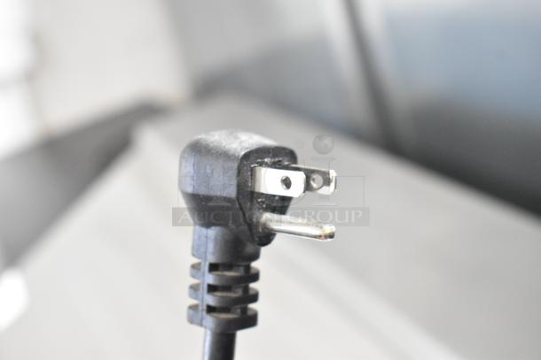 Entree S48 stainless steel commercial prep table plug, 115V, 1 phase, for sandwich salad use, displays power connection.
