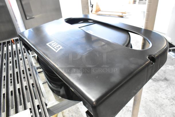 Lavex black poly item, durable design, brand logo on top, minor surface markings, auction includes two identical items.