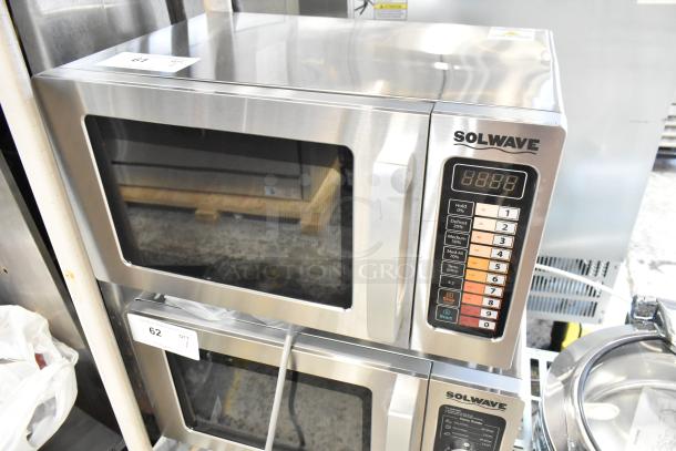 2024 Solwave 180MW1000SS stainless steel commercial microwave with push button controls, 120V, 1 phase, mint condition.