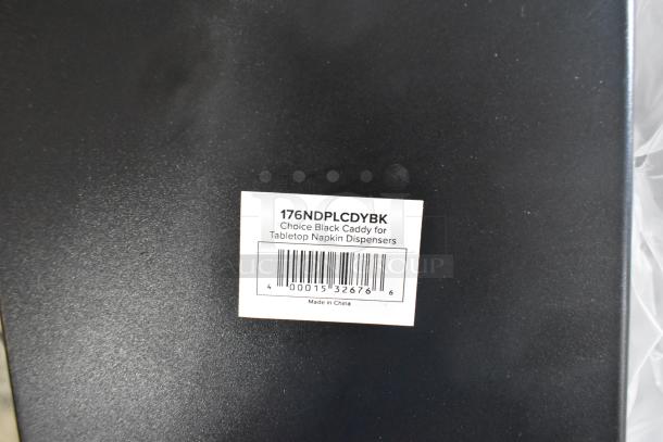 6 brand new scratch and dent Choice Smoke Black condiment caddies for tabletop napkin dispensers, labeled 176NDPLCDYBK.