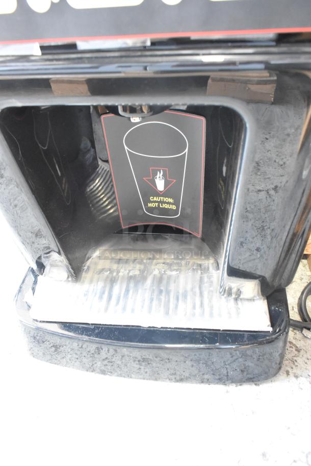 Cecilware GB5MFITLD metal beverage dispenser, countertop model, 120 volts, shows "Caution: Hot Liquid" sign, clean condition.