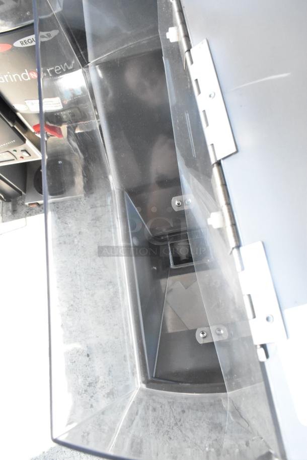 Grindmaster RGNB-20H coffee machine inside view, stainless steel, scratch and dent condition, with hot water dispenser.
