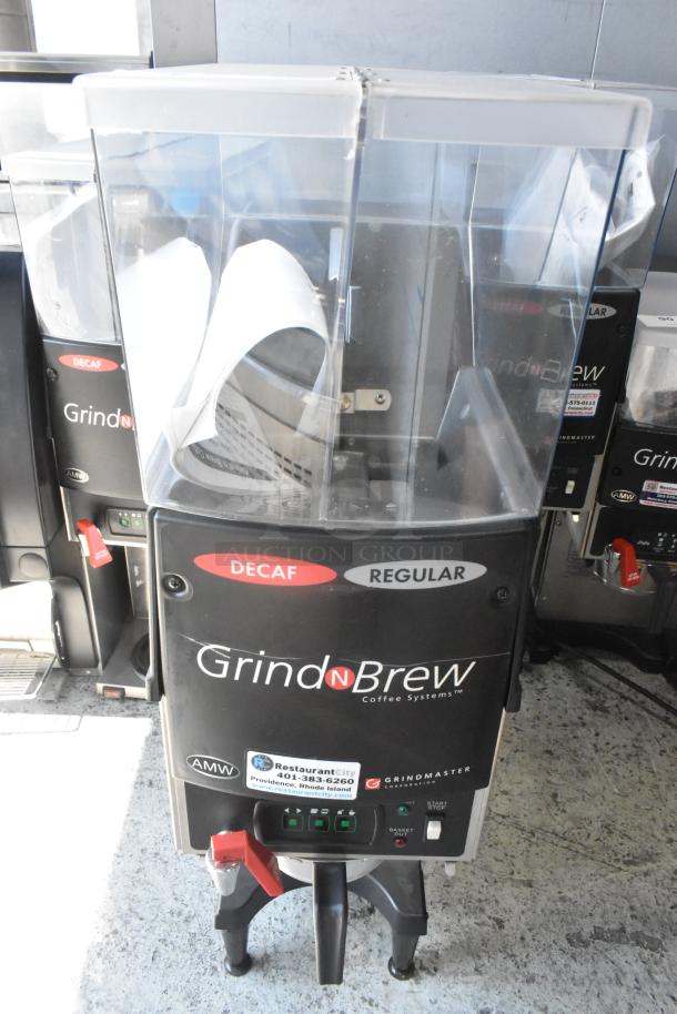 BRAND NEW Grindmaster RGNB-20H Grind and Brew Coffee Machine, stainless steel, countertop model, with hot water dispenser.