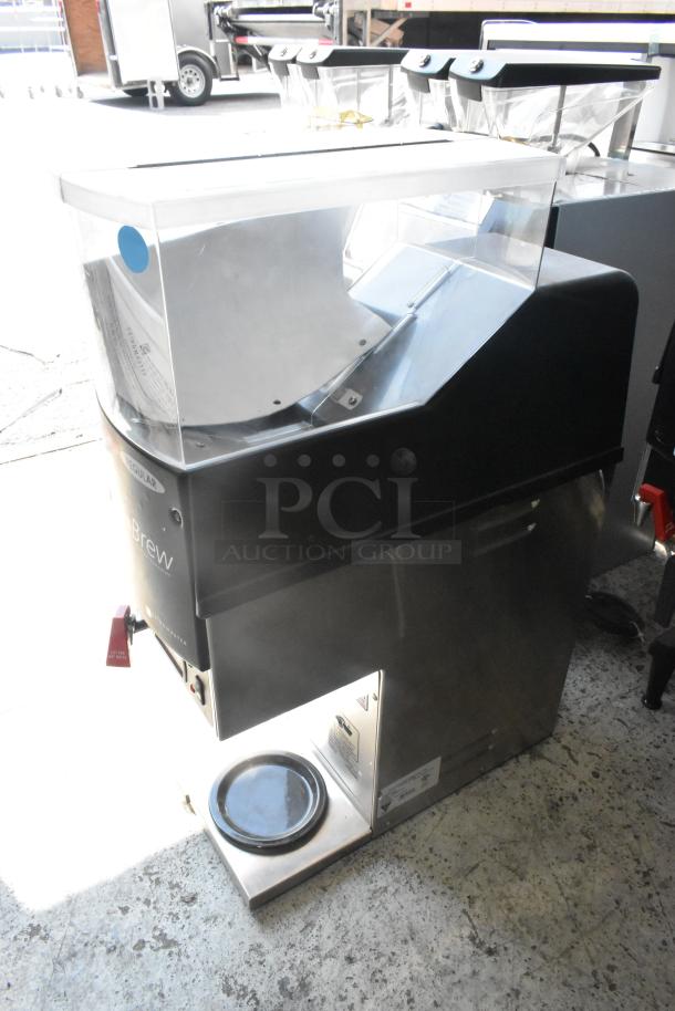 BRAND NEW Grindmaster GNB-21H stainless steel commercial coffee machine with hot water dispenser, metal brew basket. 120V, 1 Phase.