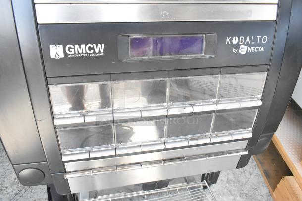 Necta Kolbalto metal automatic espresso machine with multiple dispensers, model labels visible. 208/250V, 1 phase.