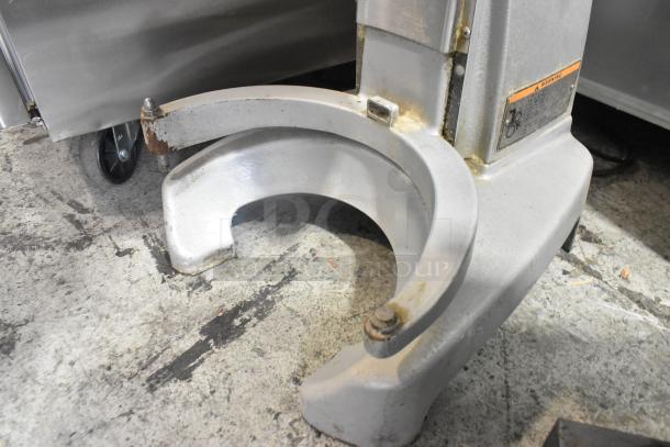 2017 Hobart Legacy HL200 commercial dough mixer base, showing sturdy metal construction and wear consistent with use.
