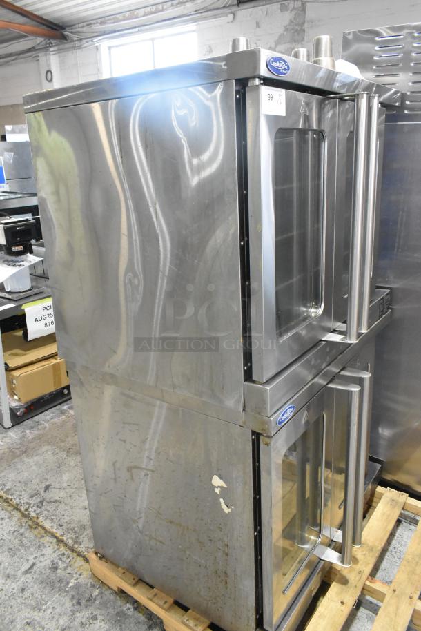 Cook Rite ATCO-513NB stainless steel convection ovens with view-through doors, metal racks, thermostatic controls. 46,000 BTU.