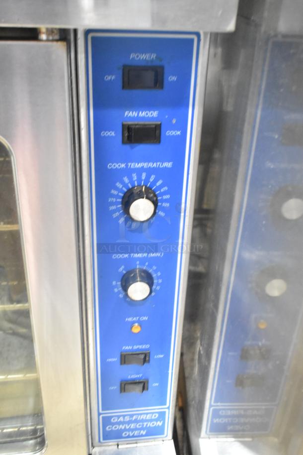 Cook Rite ATCO-513NB convection oven controls with power, fan mode, temperature, timer, fan speed, and light switches visible.