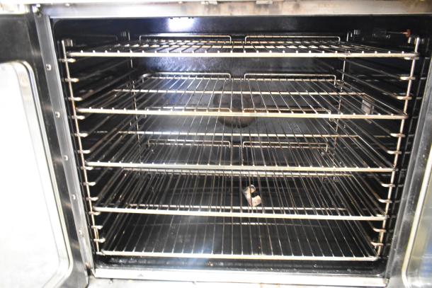 Cook Rite ATCO-513NB stainless steel convection oven interior with metal racks. Natural gas, 46,000 BTU.
