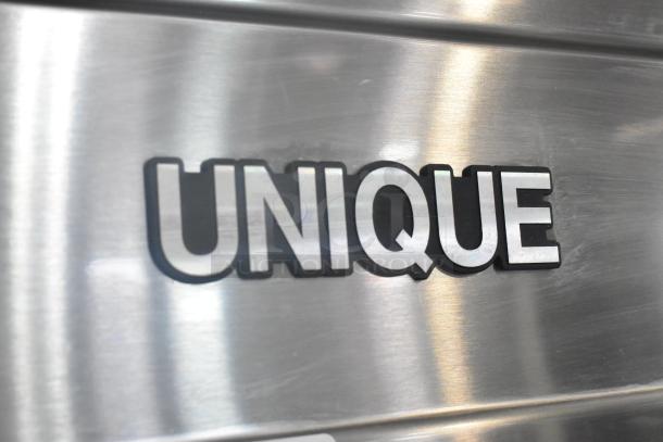 Unique stainless steel commercial cooler, 4 half-size doors, poly-coated racks, commercial casters, 115V, 1 phase.