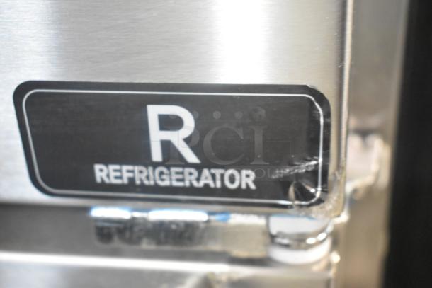 Unique stainless steel commercial reach-in cooler/freezer, four half-size doors, poly coated racks, on casters, 115V, 1 Phase, efficient.