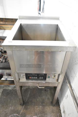 Selm SLT-05THS Stainless Steel Commercial Single Bay Steam Table, featuring control panel and sturdy legs, in used condition.