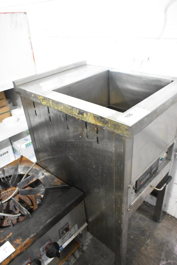 Selm SLT-05THS Stainless Steel Commercial Single Bay Steam Table, used condition, visible wear, model label intact.