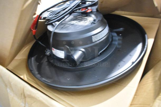 Dayton 61HV93 Drum Head, 120V, 1 Phase, new in box, black finish, power cord attached.