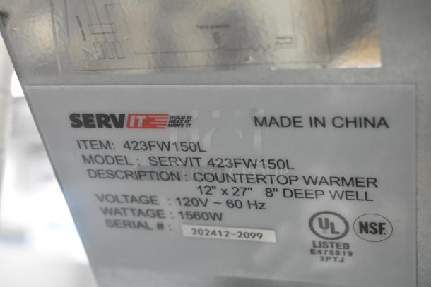 BRAND NEW ServIt 423FW150L stainless steel countertop food warmer, scratch/dent, 120V, 1560W, NSF, UL listed.