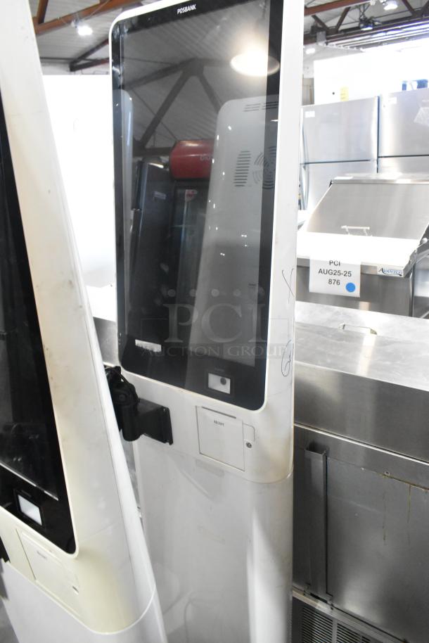 3 BIGPOS metal floor-style large POS systems, featuring touchscreen displays. Brand: POSBANK. Visible wear on units.
