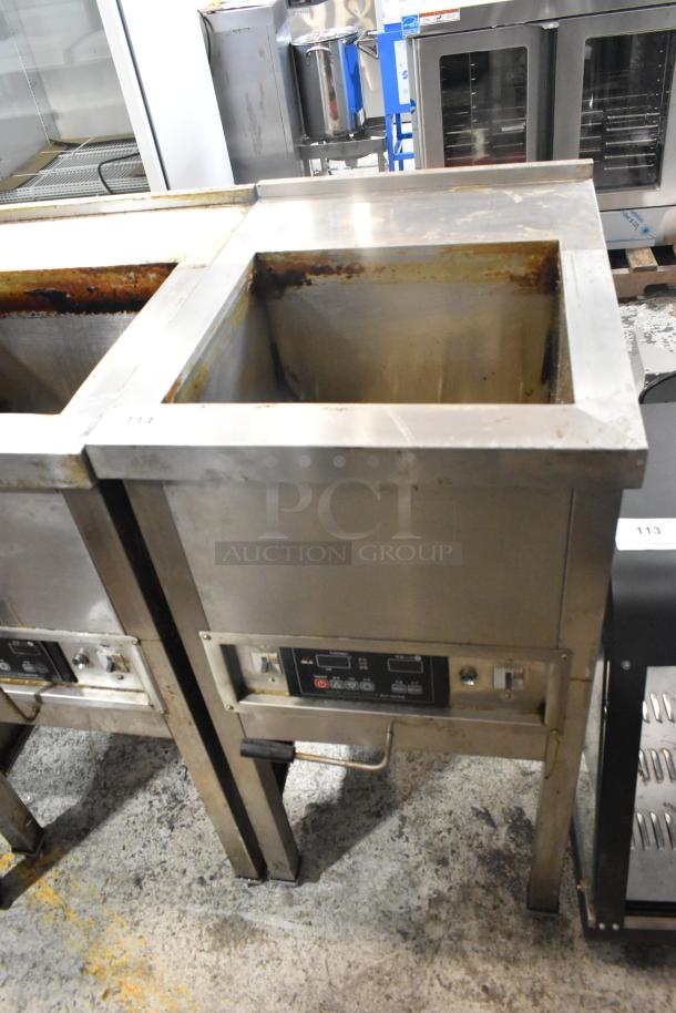 Selm SLT-05THS stainless steel commercial single bay steam table. Visible controls; shows signs of use.