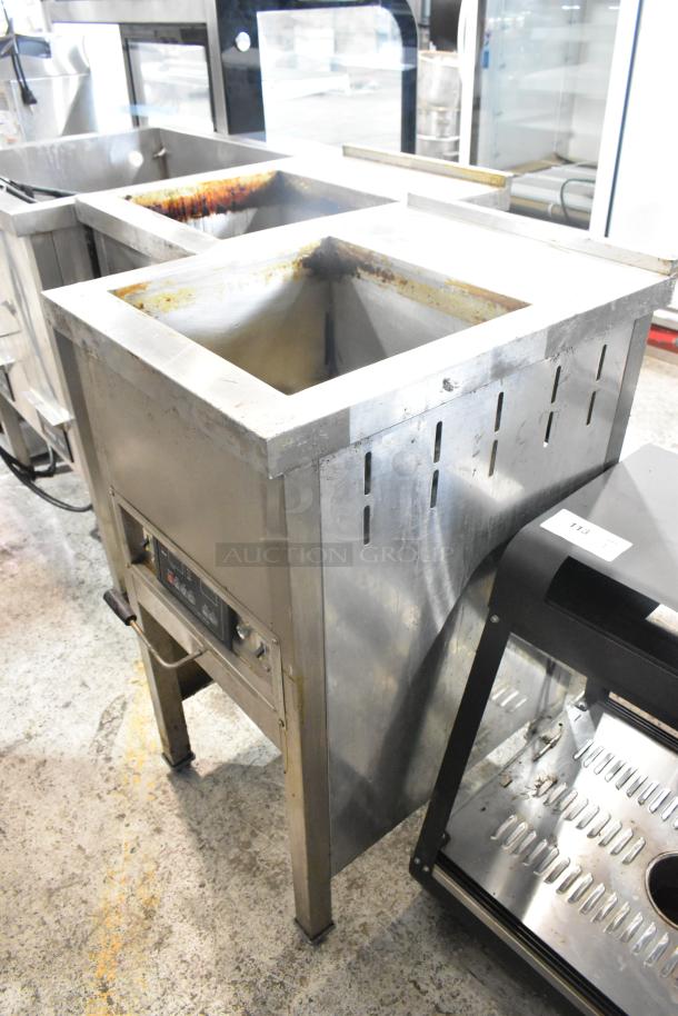 Selm SLT-05THS Stainless Steel Commercial Single Bay Steam Table, showing signs of use, control panel, sturdy design.