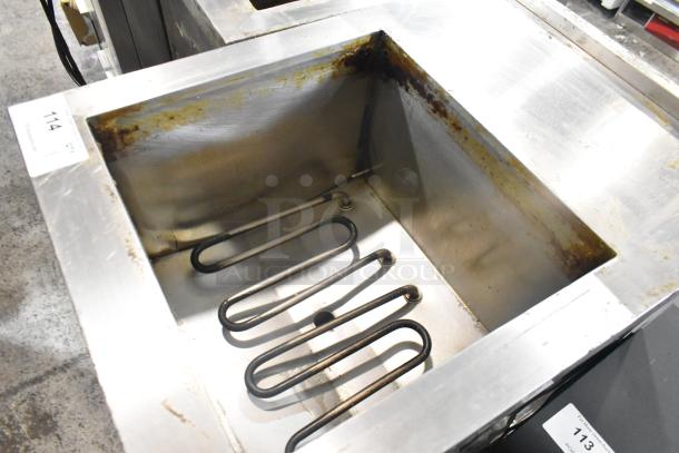 Selm SLT-05THS stainless steel commercial single bay steam table, visible heating element, signs of use.