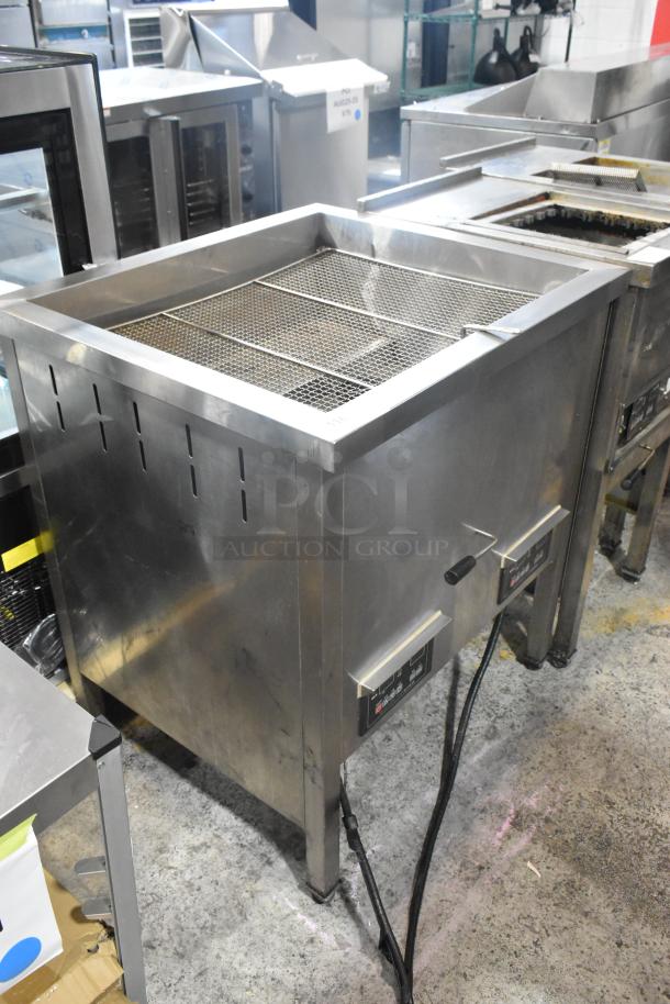 Selm SLT-05THS stainless steel electric steam table, single bay, commercial use, visible control panels, in good condition.