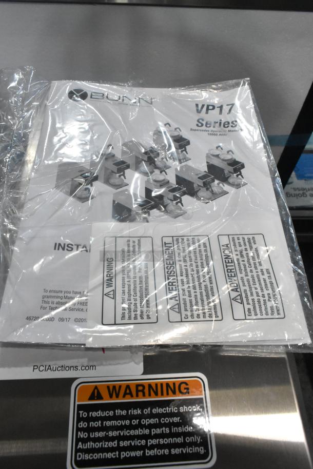 Bunn VP17-1 Stainless Steel Pourover Coffee Brewer, new scratch and dent, with manual and warning label. 120V, 1 phase.