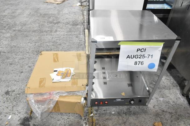 BRAND NEW Scratch and Dent Carnival King 382HPW18D2S 18" warmer in stainless steel. Includes original packaging and labels.