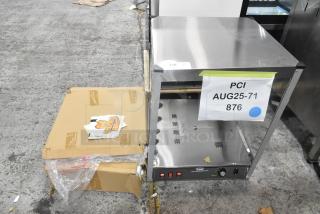 BRAND NEW Scratch and Dent Carnival King 382HPW18D2S 18" warmer in stainless steel. Includes original packaging and labels.