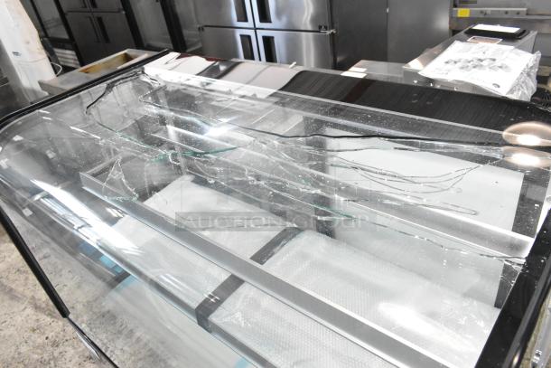 Avantco 19BC48HCB 48" black refrigerated bakery display case with broken curved glass, 115 volts, 1 phase.
