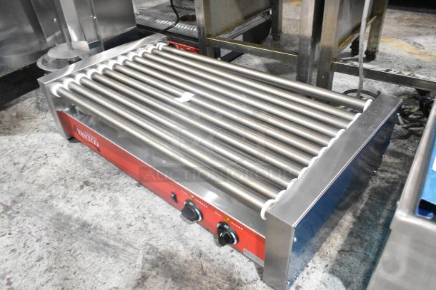 BRAND NEW Avantco 177RG1850NS hot dog roller grill, 11 non-stick rollers, stainless steel, 120V, scratch and dent model.