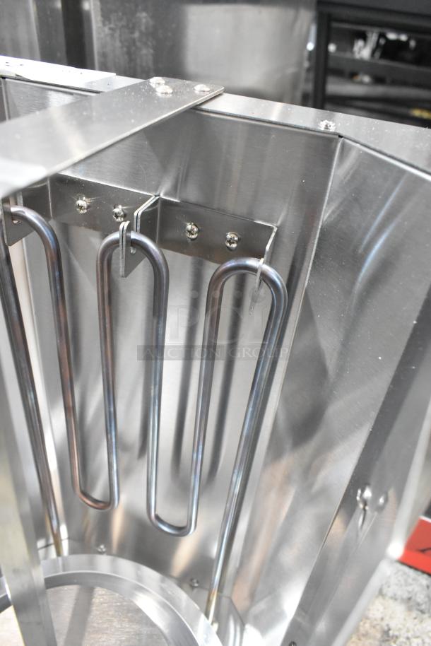 "Brand new Avantco 177VBE101A stainless steel 20 lb. vertical broiler, electric, 120V, 1 phase, scratch and dent."