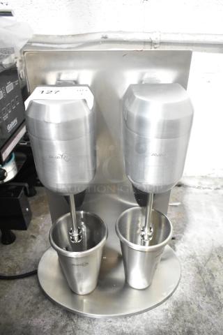 BRAND NEW AvaMix ADM2 double spindle milkshake machine, 120V, with two metal cups. Scratch and dent condition.