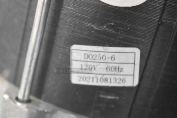 BRAND NEW SCRATCH AND DENT D0250-6 Motor. 120V, 1 Phase. Visible label indicates model and voltage.