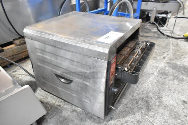 Waring CTS1000 commercial countertop conveyor toaster oven, stainless steel, 120 volts, fair condition, visible wear.