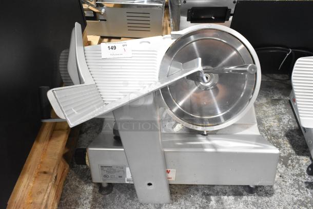 Bizerba SE 12 US metal commercial meat slicer, 115V, 1 phase, in good condition with visible model label.
