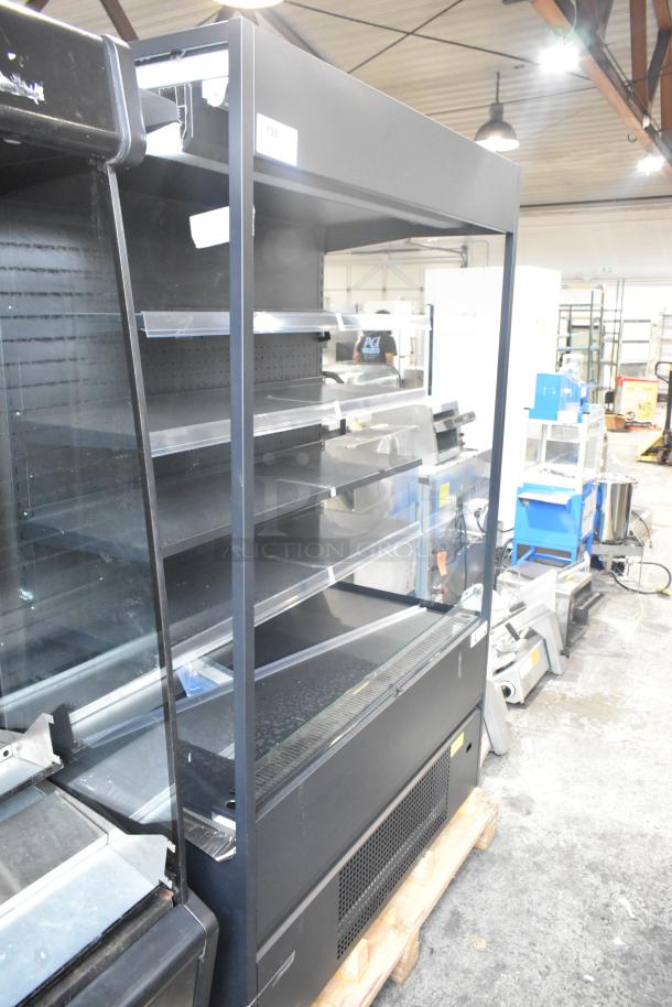 Avantco 193VOA48B extra deep vertical open air merchandiser, black metal, LED lighting, broken side glass. 115V, 1 phase.