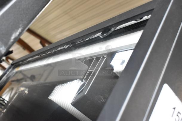 Avantco 193VOA48B black open-air merchandiser with LED, broken side glass, 115V, 1-phase.