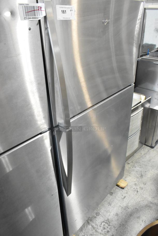 Whirlpool WRT311FZDM05 stainless steel cooler with freezer, 115V, 1-phase, 2025 model, scratch and dent condition.
