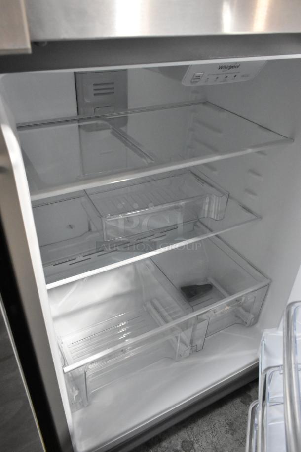 BRAND NEW 2025 Whirlpool WRT311FZDM05 stainless steel cooler with freezer, glass shelves, 115V, 1 Phase, commercial use.