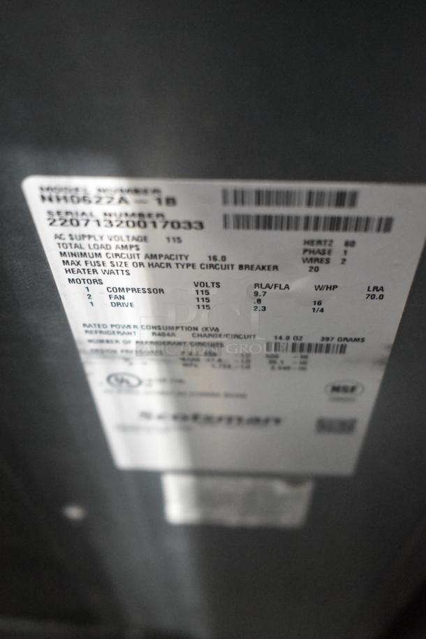 2022 Scotsman NH0622A-1B stainless steel commercial ice machine head. 115V, 1 phase. Model and serial numbers visible.