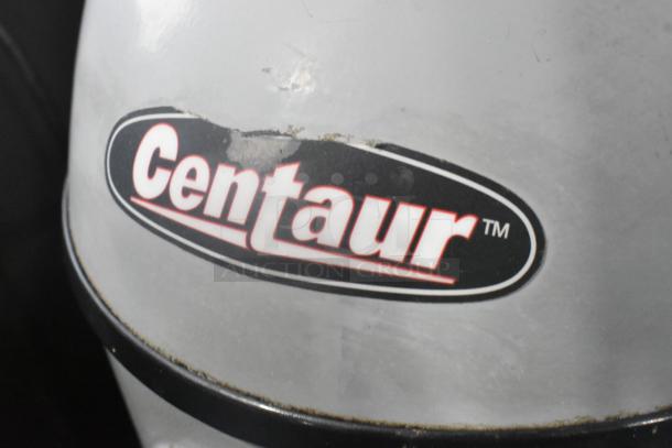 Centaur Metal Commercial Planetary Mixer with metal bowl and whisk, 208V, 1 phase. Features visible Centaur logo.