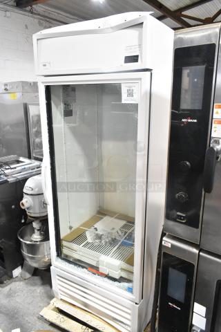 Brand new True TSCI-600R-G-PH commercial cooler, minor scratches, broken glass, poly-coated racks, 115V, single door.