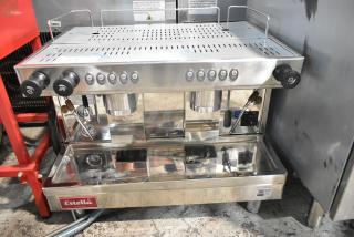Brand new Estella ECEM2/N2 stainless steel commercial 2-group automatic espresso machine, 220-240V, scratch and dent condition.