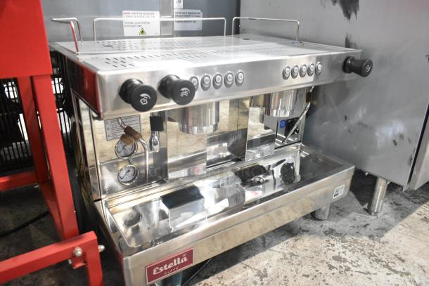 2024 Estella ECEM2/N2 Stainless Steel 2 Group Automatic Espresso Machine, scratch and dent, 220-240V, 1 Phase.
