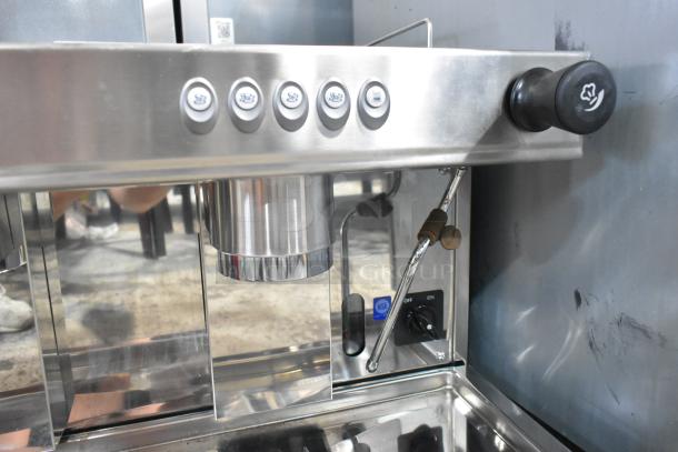 Brand new 2024 Estella ECEM2/N2 espresso machine, stainless steel, 2 group, automatic, 220-240V, slight scratches.