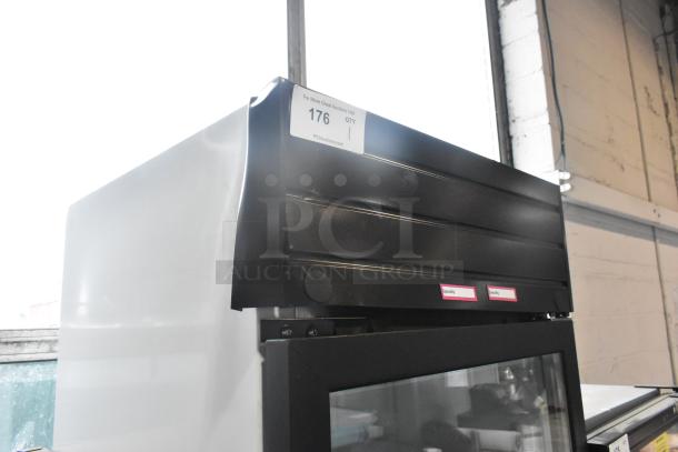 2019 Habco SE18 single door cooler, metal, poly-coated racks, 115V, 1 phase. Auction tag "176". Black and white exterior.