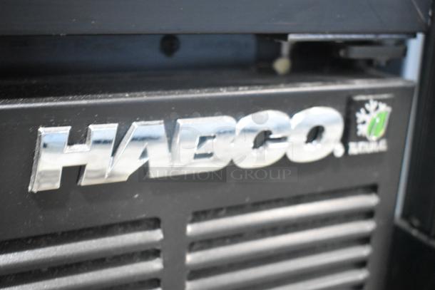 2019 Habco SE18 commercial cooler with single door, poly coated racks, 115V, 1 phase. Steel construction. Brand logo visible.