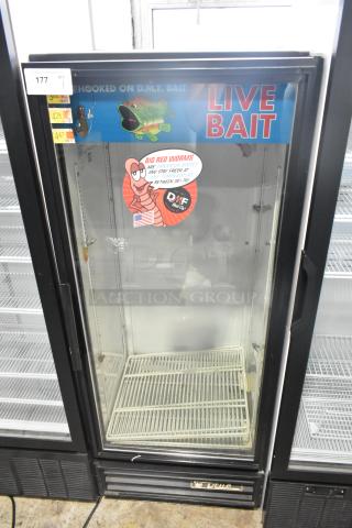 2021 True GDM-12 commercial single door cooler, metal construction, poly coated racks, 115V, 1 phase, live bait display.